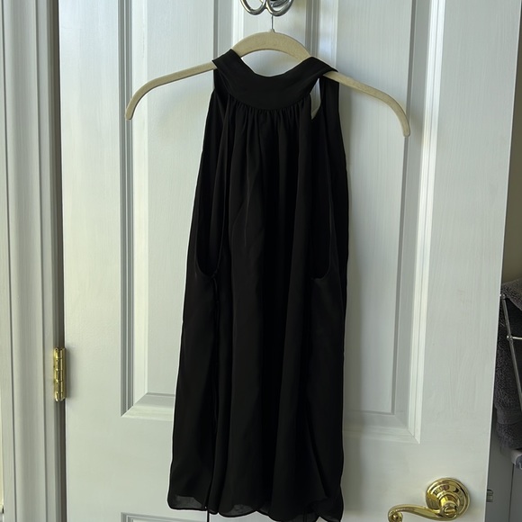 Haute hippie silk tie neck top with laced sides - Picture 1 of 5